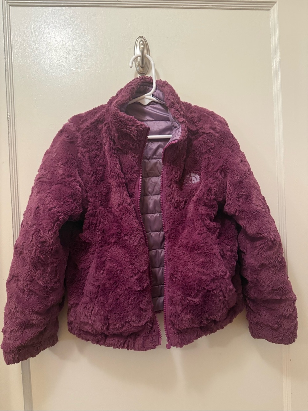 The North Face Reversible Mossbud Swirl Plush Jacket Purple
